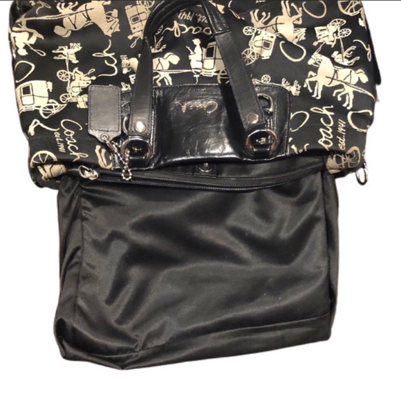 RARE COACH LARGE Horse and Carriage Signature Black Tote Bag - Picture 6 of 12